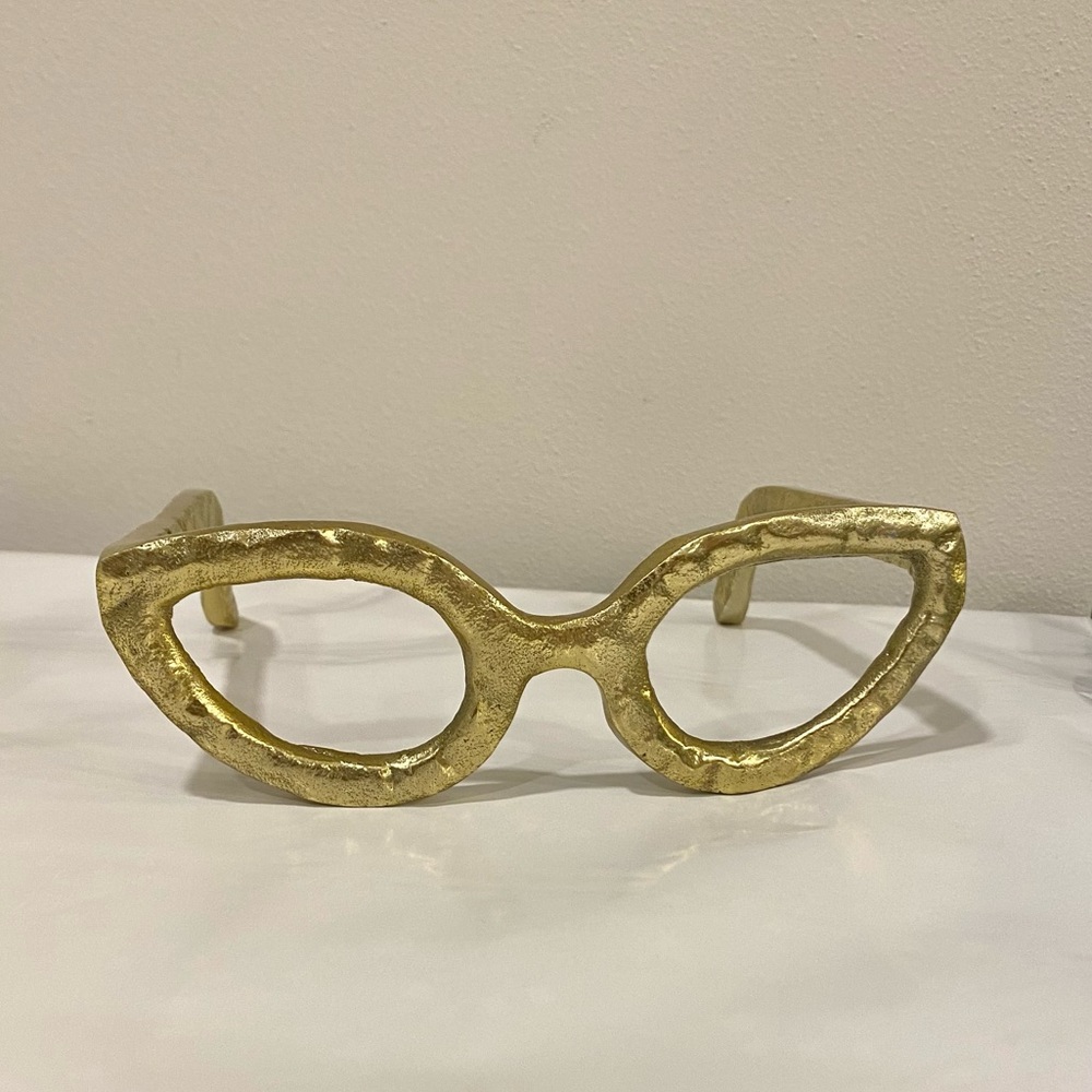 Gold Metal Hammered Textured Decor Cat Eye Eyeglasses